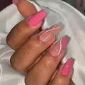 Pink coffin press-on nails with silver glitter lines and 24-piece artistic nail art set - Bz1505 Ingenious Design / Glue Type