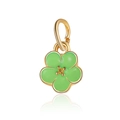 Golden five-petal flower charm with green enamel filling for DIY jewelry making - Style 29-Emerald Green Five-petal Flower