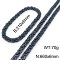 Conjunto hip hop de acero inoxidable negro con collar bizantino y pulsera a juego - Set de 6mm / Negro
