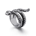 Anello a serpente cobra in acciaio inossidabile retrò da uomo con scaglie stile punk - US 7 / Colore Acciaio (KR52351-K)
