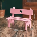 Pink wooden miniature park bench with heart cutout for dollhouse decor and photography - Pink Heart Chair