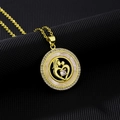 Elegant gold heart necklace with mother-child shell pendant and white zircon inlay - Style A (Mother Child Silhouette/Center Zircon)