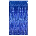 Blauer Metallic-Fransenvorhang für Ozean-Themenpartys und Geburtstags-Hintergrunddeko - Glänzender blauer Fransenvorhang / 1*1m