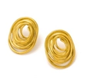 French vintage style coiled oval earrings in golden finish with unique spiral design - Spiral Coil-Gold