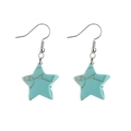 Star-shaped turquoise drop earrings with silver hooks for a vintage bohemian jewelry look - Turquoise Star