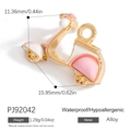 Pink and white enamel motorcycle charm pendant in gold finish with size measurements - Gold Motorcycle (PJ92042)
