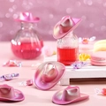Mini pink holographic cowboy hats for festive party decorations and bottle ornaments - Rose Red Holographic