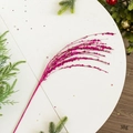 Close-up of rose red sequin Christmas branch decoration with 38g weight label - Rose Red