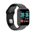 Black Y68 smart watch featuring square heart rate monitor screen and silicone strap - Black
