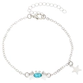 Pulsera de cangrejo plateada con piedra azul claro, dije de estrella y pedrería fina - Estilo de Pulsera de Cangrejo (5710)