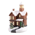 Christmas train station miniature house with red brick walls and snow covered roof - 2021 Style B-Red Brick Train Station