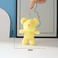 Yellow candy-colored plush bear keychain for bags, measuring 15cm in height - Yellow / Round Buckle
