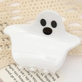 Ghost shaped white acetate hair claw clip for Halloween hairstyles and festive hair accessories - White Ghost