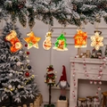 Set of 6 warm white LED Christmas hanging lights featuring snowflake and tree shapes - 6-Piece Christmas Set