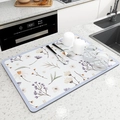 Tappetino drenante da cucina assorbente con delicati motivi floreali viola e gialli - 50x60cm / Viola Camelia