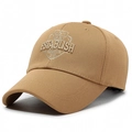 Khaki cotton baseball cap with vintage cream embroidery and classic curved brim design - Adjustable / Deep Beige