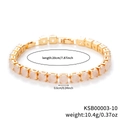 Golden hip hop bracelet with square pink zircons, 20cm length and 0.6cm stone width - Gold Base Pale Yellow Stone