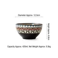 Japanese style ceramic rice bowl with blue geometric patterns and 420ml capacity - 4.8 Inch / Rigo
