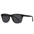 Classic men's polarized sunglasses with matte black frame and tricolor striped temples - Black Grey Gradient Red Green Legs