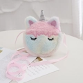 Borsa a tracolla unicorno in peluche per bambini con corno argentato e design sfumato - Stile 2 (Sfumatura Rosa Blu Bianco)