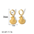 Boucles d'oreilles coquillage dorées en acier inoxydable de 36mm de long et 15mm de large - Style Coquillage Lisse (TE6559-G)