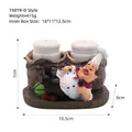 Creative resin chef figurine spice rack with two ceramic salt and pepper shakers set - Lying Chef with Ceramic Jars Style D (15019-D)