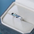 S925 Sterling Silber Van Gogh Sternennacht Ring mit blauer Emaille und Zirkonstein - Einstellbar Offen / Damenstil