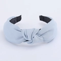 Light blue twill fabric headband with a classic knot design for casual styling - Light Blue