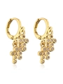 Detail of 18K gold-plated earrings featuring pink micro-pave zirconia clusters on white background - Champagne
