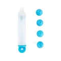 Transparent silicone pastry pen with four blue decorating tips for baking cake decor - Set of 4 Nozzles / Blue