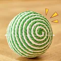 Pelota grande de sisal verde y blanco de 10cm para gatos con sonido interno - 10cm / Espiral Verde y Blanco (Con Sonido)