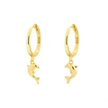 S925 sterling silver gold plated dolphin hoop earrings with ocean theme design - Dolphin Style (D) / Gold