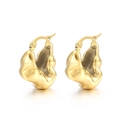 French vintage style geometric gold C-shape hoop earrings with cross lattice pattern - Style I Irregular Pleated Design (KE110102-KFC)