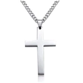 Silver Cross With Curb Chain