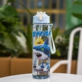 Gourde en plastique bleu clair avec motif requin cartoon et sangle pour le voyage - 700ml / Bleu Transparent