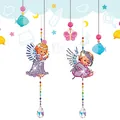 DIY 5D diamond painting wind chime kit featuring angel wings and colorful crystal beads - DZ-1 Angel Series