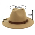 Classic British style camel wool fedora hat with brown band and 7cm brim for women - M (56-58cm) / Camel