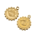 Goldene runde Anhänger aus Edelstahl mit bösem Blick und Perlenrand für DIY-Schmuckstücke - Gold - Böser Blick