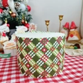 Scatola di Natale cilindrica con motivi a rombi rosso verde bianco per decorazione - Bordo per Torta Laminato Singolo Lato