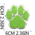 Detail view of 6cm green chenille paw patch with silver glitter edge for DIY clothing - No.13 Green with Silver Edge