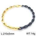 Bracciale bicolore nero e oro dal design minimalista realizzato in acciaio al titanio - Bracciale a Catena Box Bicolore Oro Nero (KB202425-KFC)