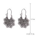 Bohemian silver mandala earrings with turquoise accent weight 8.2g and height 4.5cm - E1911-10 Mandala Flower Hollow Earrings