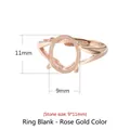 Elegant rose gold S925 sterling silver ring blank base for 9x11mm DIY gemstone setting - Stone Size 9*11mm / Rose Gold