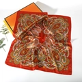 Red paisley print silk-like square scarf 70cm with vibrant cashew flower patterns - 70*70cm / Paisley Red