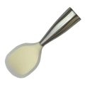 Cucchiaio per riso in silicone beige antiaderente con manico in acciaio inox argento - Manico in Acciaio Inossidabile Bianco Traslucido