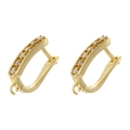 U-shaped 18K gold plated hoop earrings with zircon stones and DIY jewelry pendant hooks - Gold