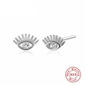 Kreative S925 Sterlingsilber Augen-Ohrstecker mit weißem Zirkonia und Spiegelreflexion - Silber