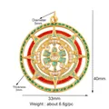 Golden North Star mushroom pendant with red green enamel and crystal stones - L249061-Gold Compass