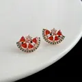 Boucles d'oreilles pastèque avec placage en or rose et zircons colorés - Pastèque en Pierres Précieuses Lourde