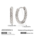 Silver hammered stainless steel hoop earrings with textured finish and 1.7cm diameter - Steel Color Hammered Medium (JDE0305054-S)